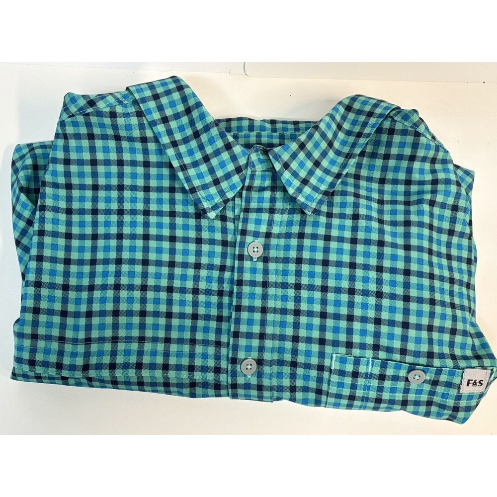 Field And Stream Blue Plaid Vented Fishing Shirt Long Sleeve Button Up Size XXL